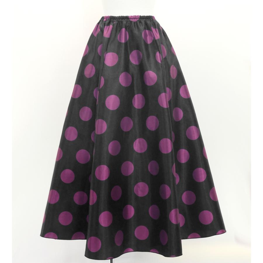 フラメンコ ロングサーキュラースカート リボン付き 水玉 ダークパープル×ピンク FS-58 |  | 02