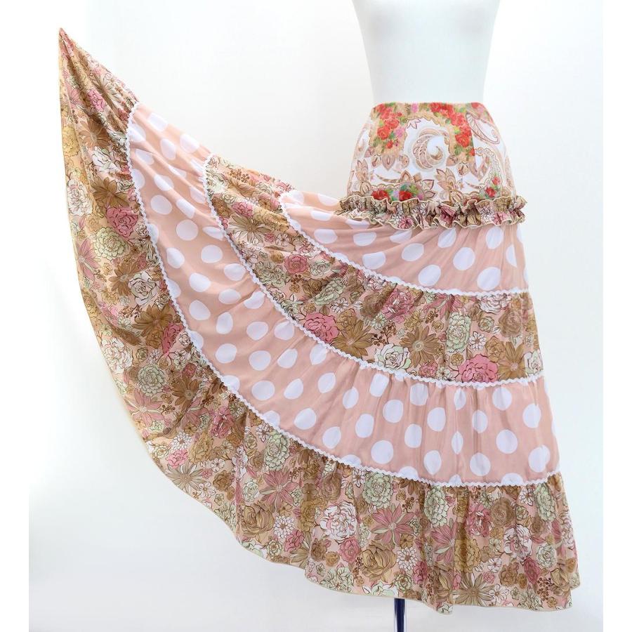フラメンコ ティアードスカート ペイズリー×水玉 ピンクベージュ S-Lサイズ FS-63 |  | 01