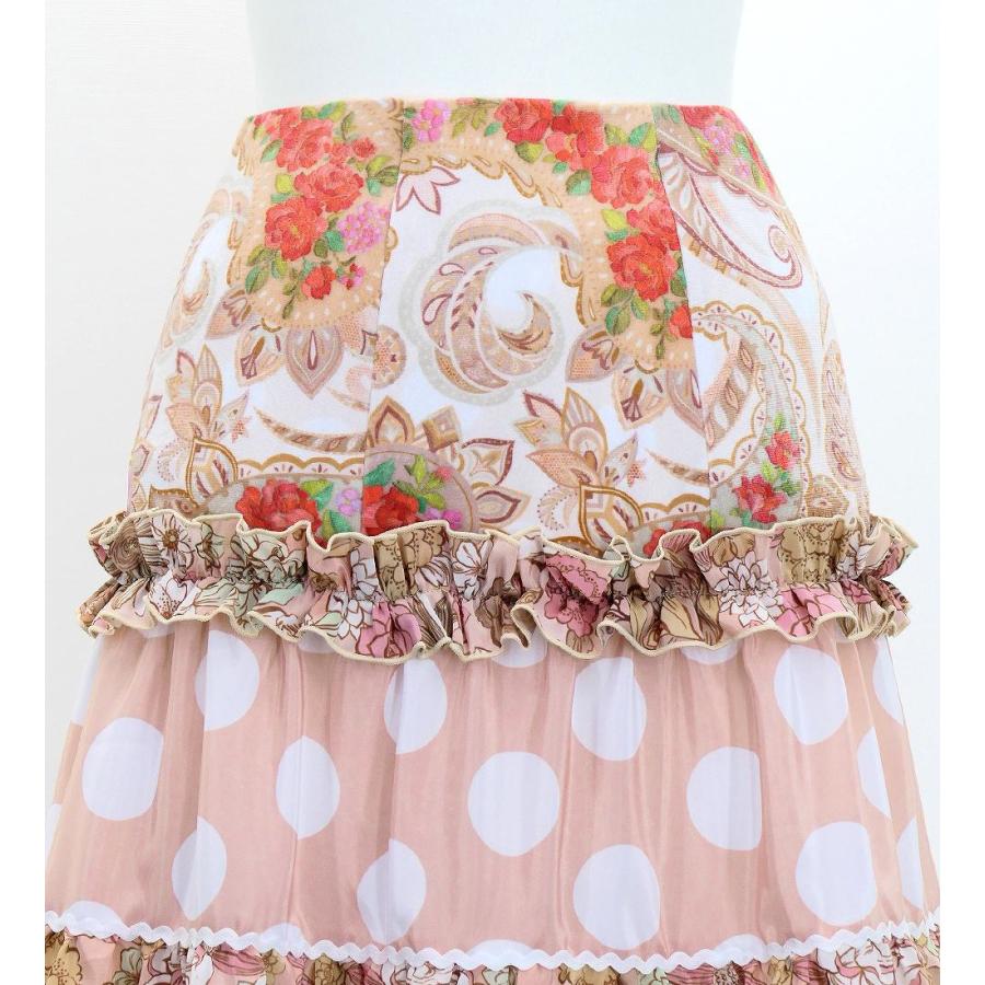 フラメンコ ティアードスカート ペイズリー×水玉 ピンクベージュ S-Lサイズ FS-63 |  | 02