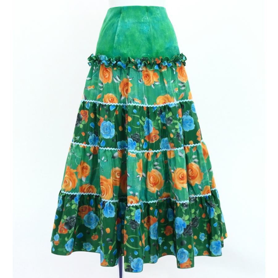 ターコイズカラーフラメンコワンピースセット (ペーズリー柄シージョ