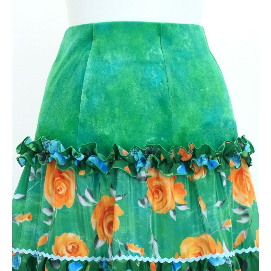 フラメンコ ティアードスカート  ローズ ターコイズブルー×グリーン S-Lサイズ FS-69 |  | 02