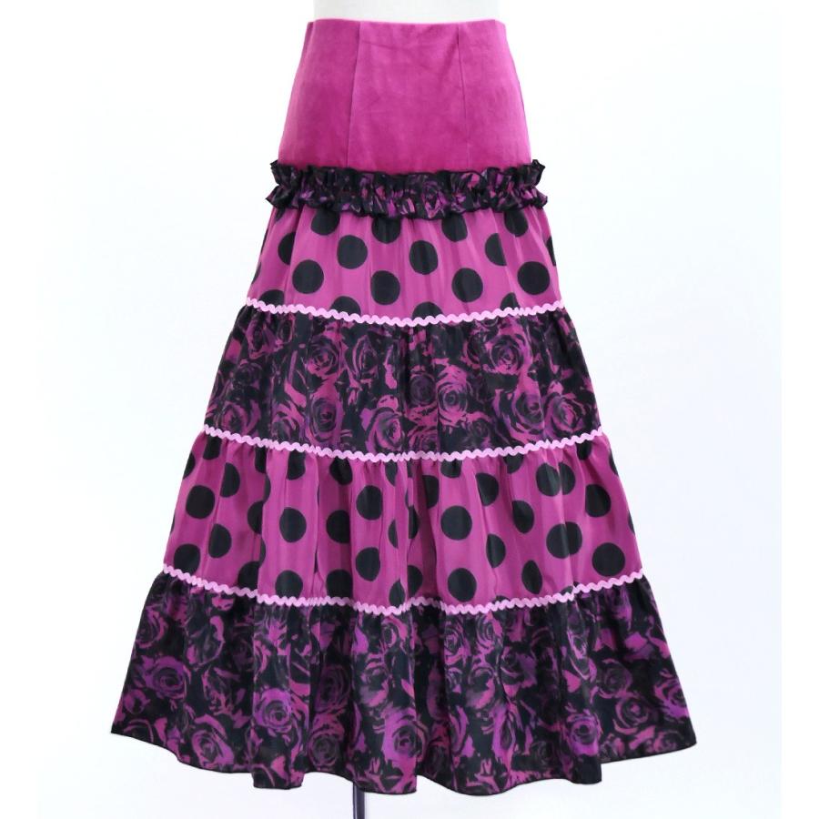 キッズ フラメンコ ティアードスカート 水玉×ローズ ワイン×ブラック 120・140サイズ FSp-10 |  | 02
