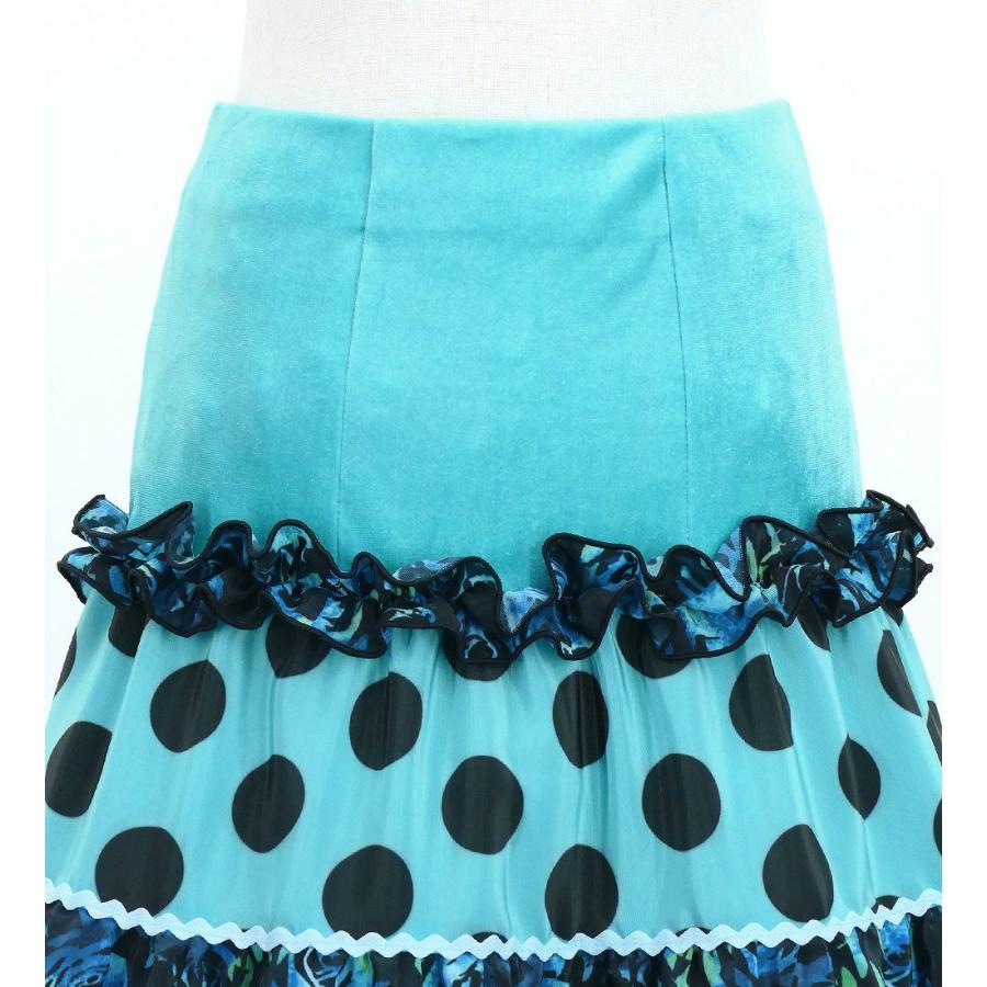 キッズ フラメンコ ティアードスカート 水玉×ローズ ライトブルー×ブラック 120・140サイズ FSp-11 |  | 04