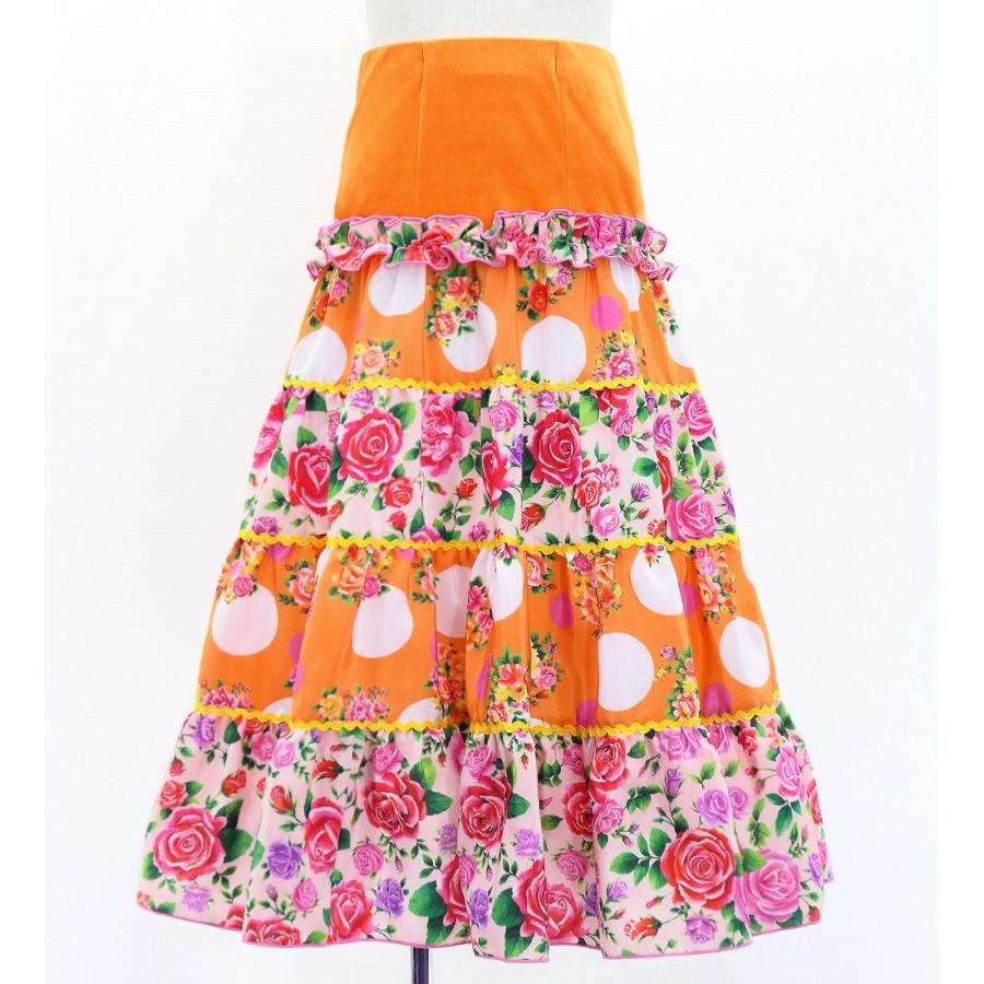 キッズ フラメンコ ティアードスカート ブーケ×水玉 ライトオレンジ×ピンク 120・140サイズ FSp-14 |  | 02