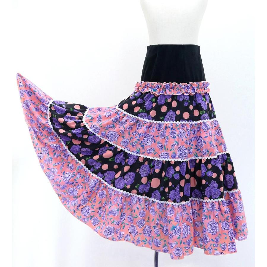 キッズ フラメンコ ティアードスカート ローズ×水玉 パープル×ピンク 120・140サイズ FSp-15 |  | 03