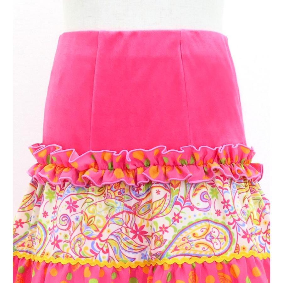 キッズ フラメンコ ティアードスカート ペイズリー×水玉 ピンク×イエロー 120・140サイズ FSp-16 |  | 04