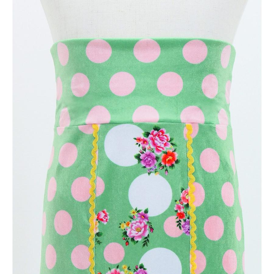 キッズ フラメンコ ハイウエストマーメイドスカート 飾りあり ブーケ×水玉 ターコイズブルー 120・140サイズ FSp-19 |  | 03