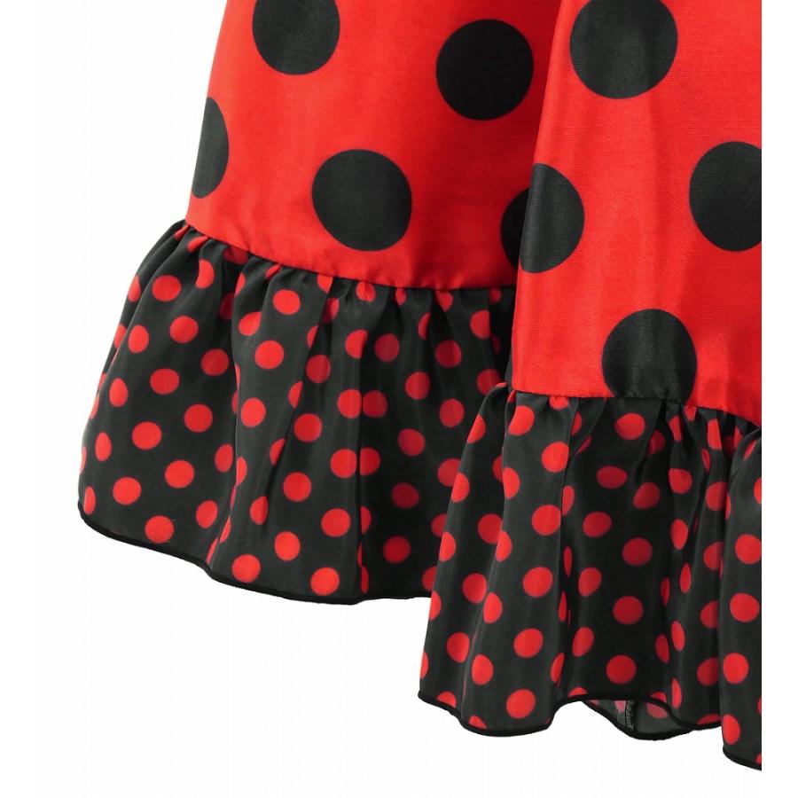 キッズ フラメンコ フリル ロングサーキュラースカート 水玉 レッド×ブラック 120・140サイズ FSp-1 |  | 06