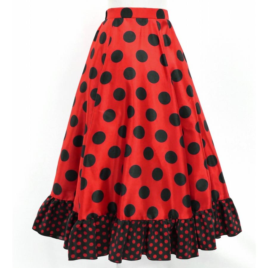 キッズ フラメンコ フリル ロングサーキュラースカート 水玉 レッド×ブラック 120・140サイズ FSp-1 |  | 02