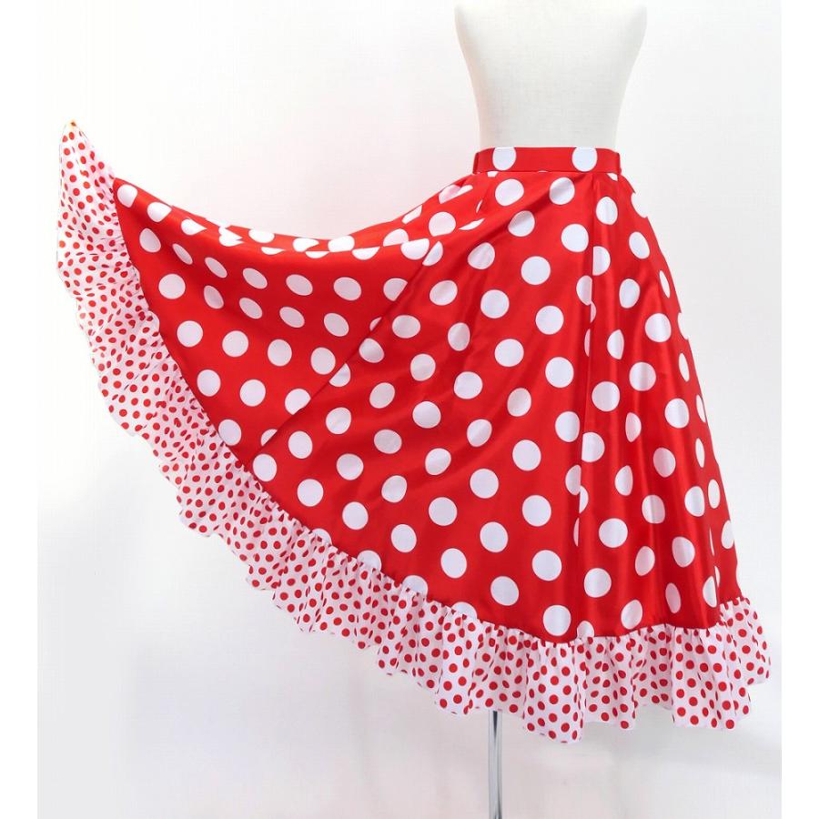 キッズ フラメンコ フリル ロングサーキュラースカート 水玉 レッド×ホワイト 120・140サイズ FSp-2 |  | 03