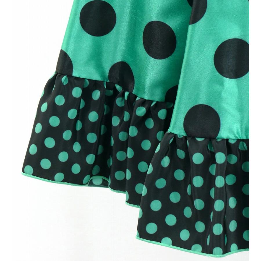 キッズ フラメンコ フリル ロングサーキュラースカート 水玉 ターコイズブルー×ブラック 120・140サイズ FSp-3 |  | 06
