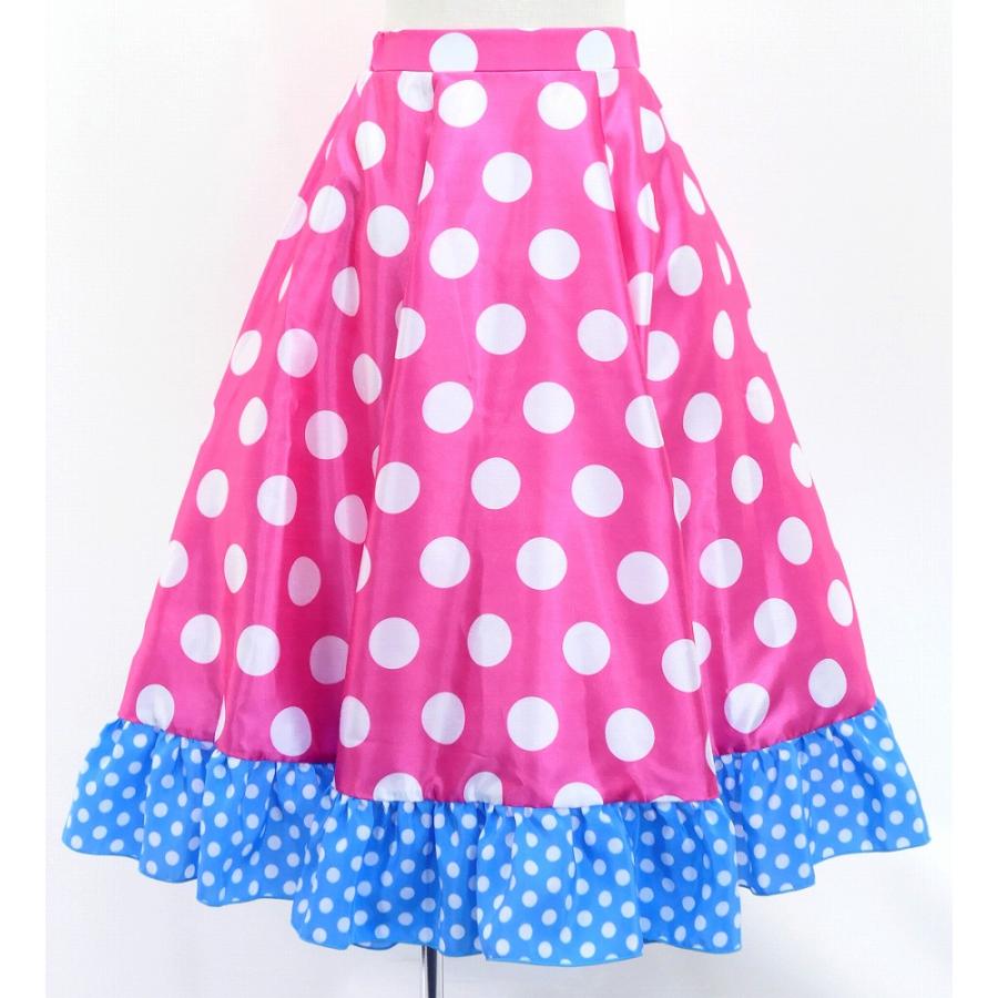 キッズ フラメンコ フリル ロングサーキュラースカート 水玉 チェリーピンク＆スカイブルー 120・140サイズ FSp-4 |  | 02