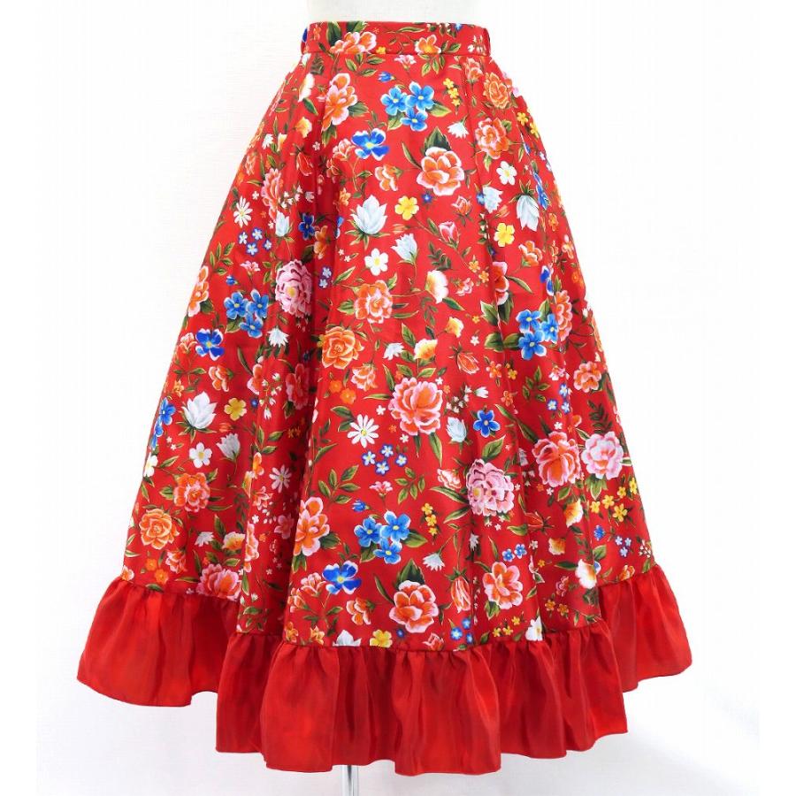 キッズ フラメンコ フリル ロングサーキュラースカート 花柄 レッド 120・140サイズ FSp-5 |  | 02