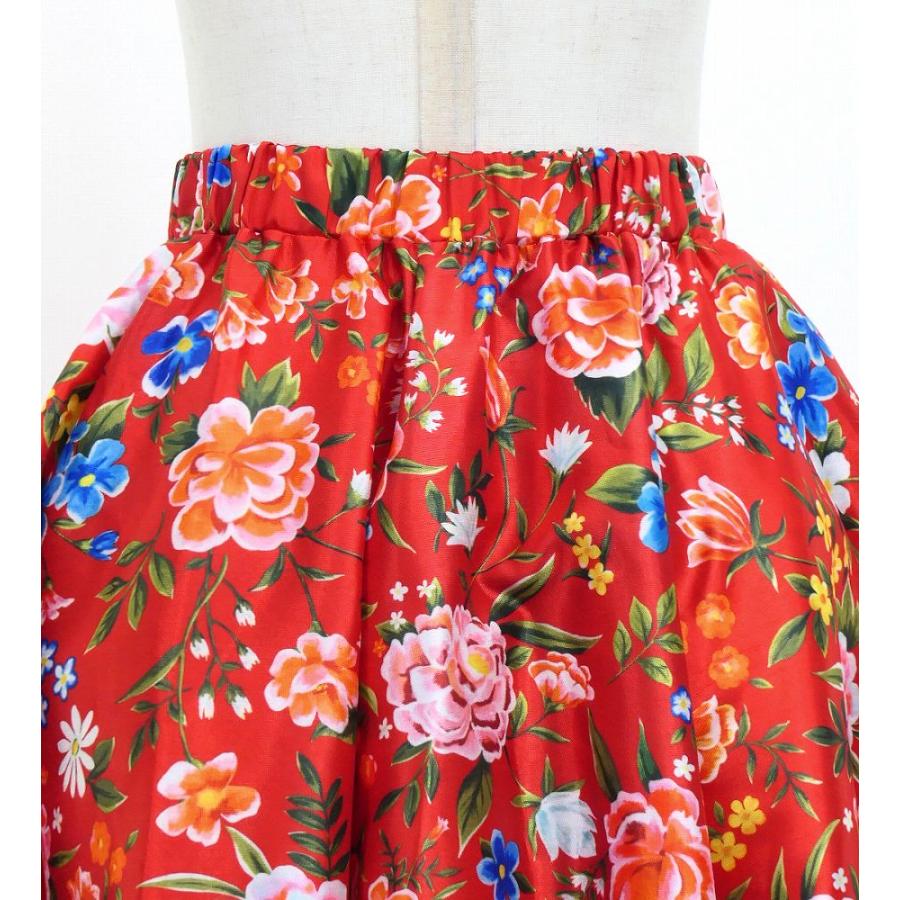 キッズ フラメンコ フリル ロングサーキュラースカート 花柄 レッド 120・140サイズ FSp-5 |  | 05