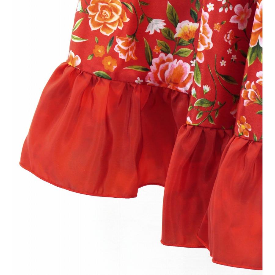 キッズ フラメンコ フリル ロングサーキュラースカート 花柄 レッド 120・140サイズ FSp-5 |  | 06
