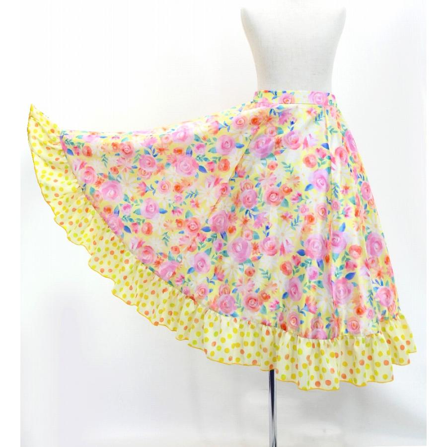 キッズ フラメンコ フリル ロングサーキュラースカート 花柄 クリーム 120・140サイズ FSp-7 |  | 03