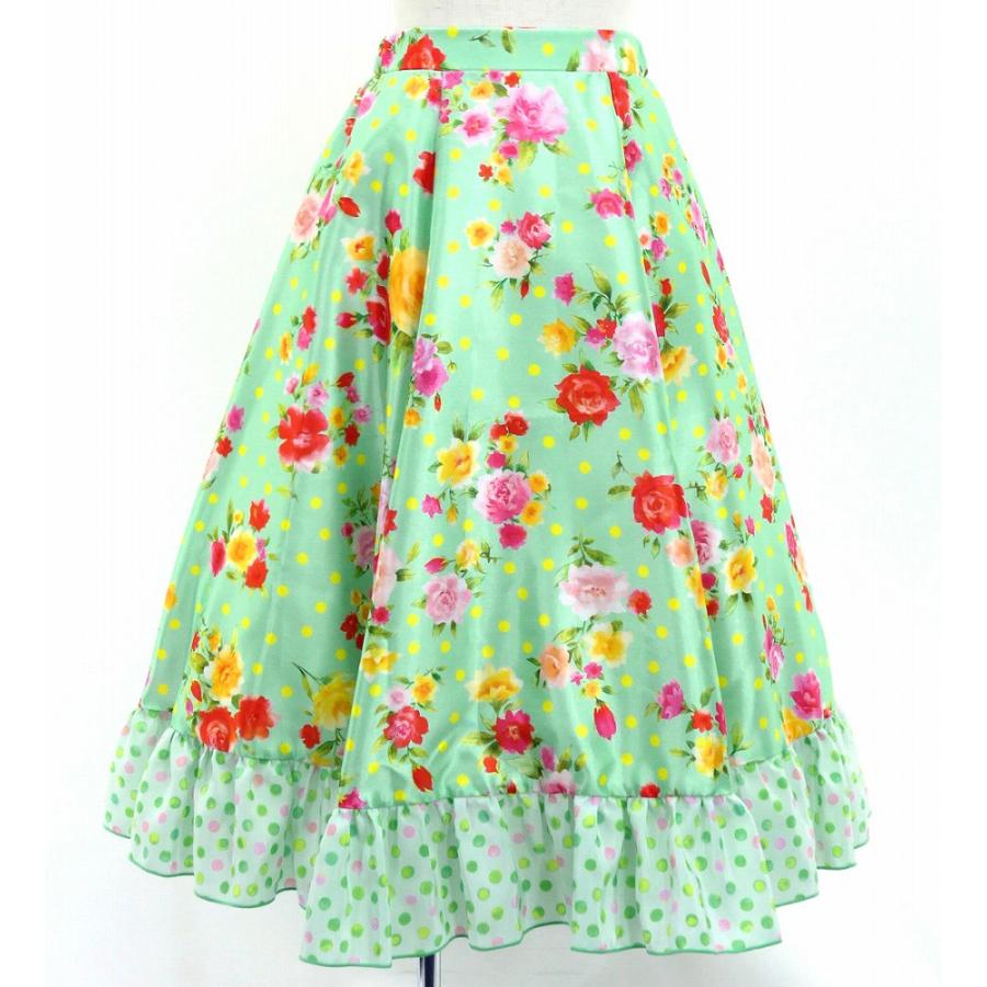 キッズ フラメンコ フリル ロングサーキュラースカート ローズ＆カーネーション ライトグリーン 120・140サイズ FSp-8 |  | 02
