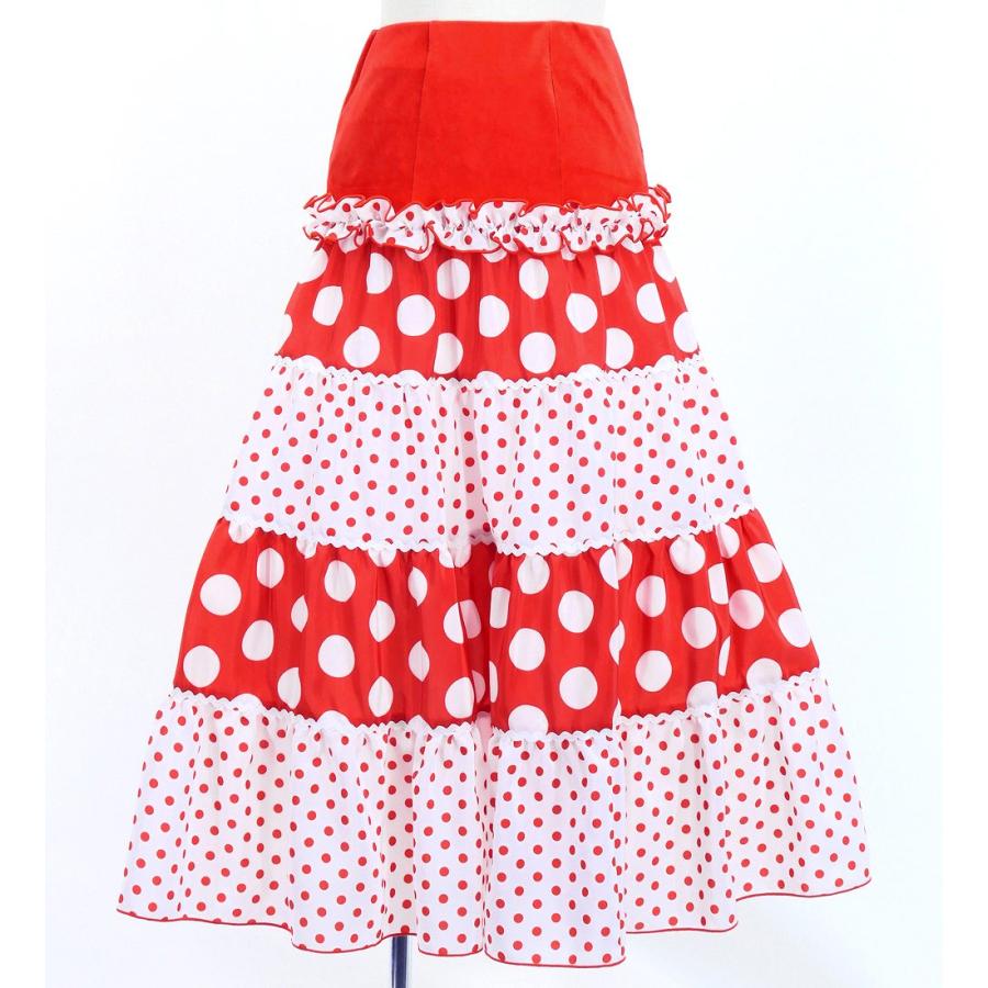 キッズ フラメンコ ティアードスカート 水玉 レッド×ホワイト 120・140サイズ FSp-9 |  | 02
