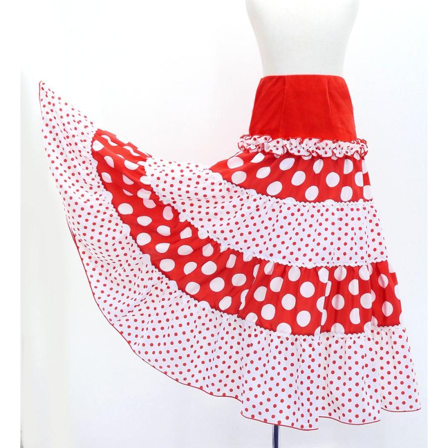 キッズ フラメンコ ティアードスカート 水玉 レッド×ホワイト 120・140サイズ FSp-9 |  | 03