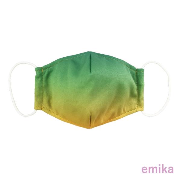 グラデーションマスク グリーン×オレンジ 1枚 S/M/Lサイズ 抗菌・防臭 
