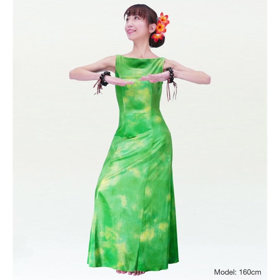 フラダンス [S・M・Lサイズ] ベルベット ロング丈 ボートネックドレス  グリーン J2430gr |  | 01