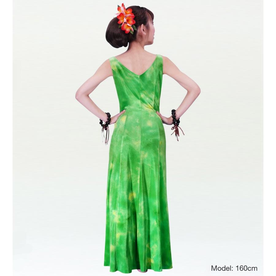 フラダンス [S・M・Lサイズ] ベルベット ロング丈 ボートネックドレス  グリーン J2430gr |  | 02