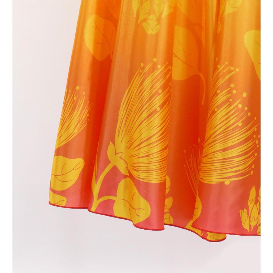 フラダンス [S・M・Lサイズ] ロングサーキュラースカート シャンタン オレンジ J2716or |  | 04