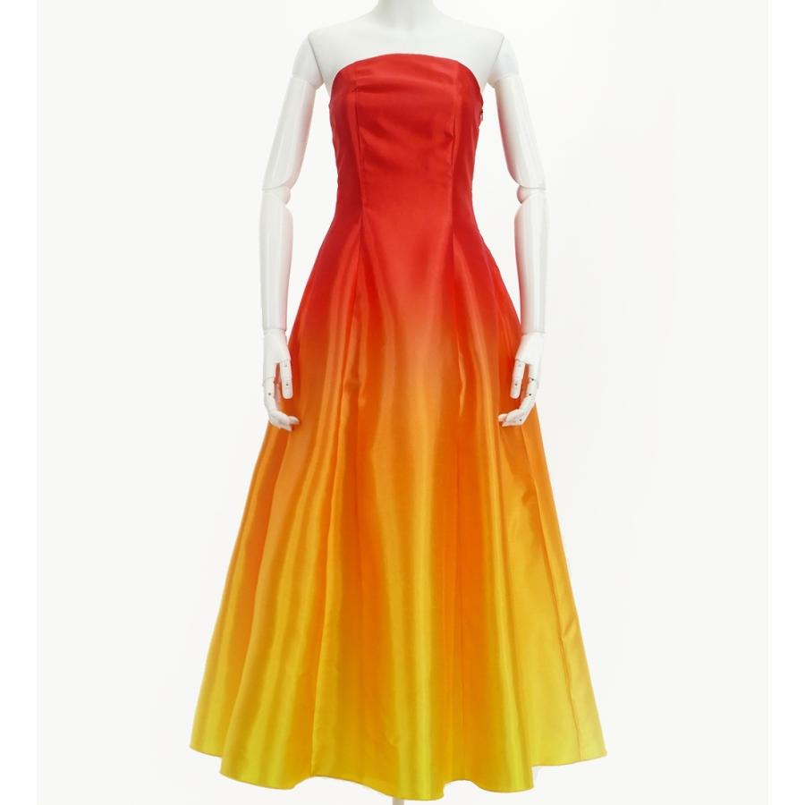 フラドレス [S・M・Lサイズ] ロング丈 ダークオレンジ×イエロー J2750dorye | 