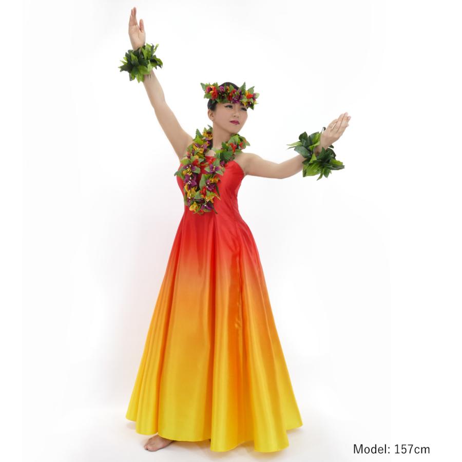 フラドレス [S・M・Lサイズ] ロング丈 ダークオレンジ×イエロー J2750dorye |  | 01