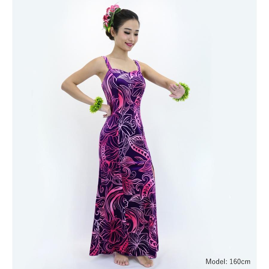 フラドレス [S・M・Lサイズ] ムームー スリット ロングドレス パープル