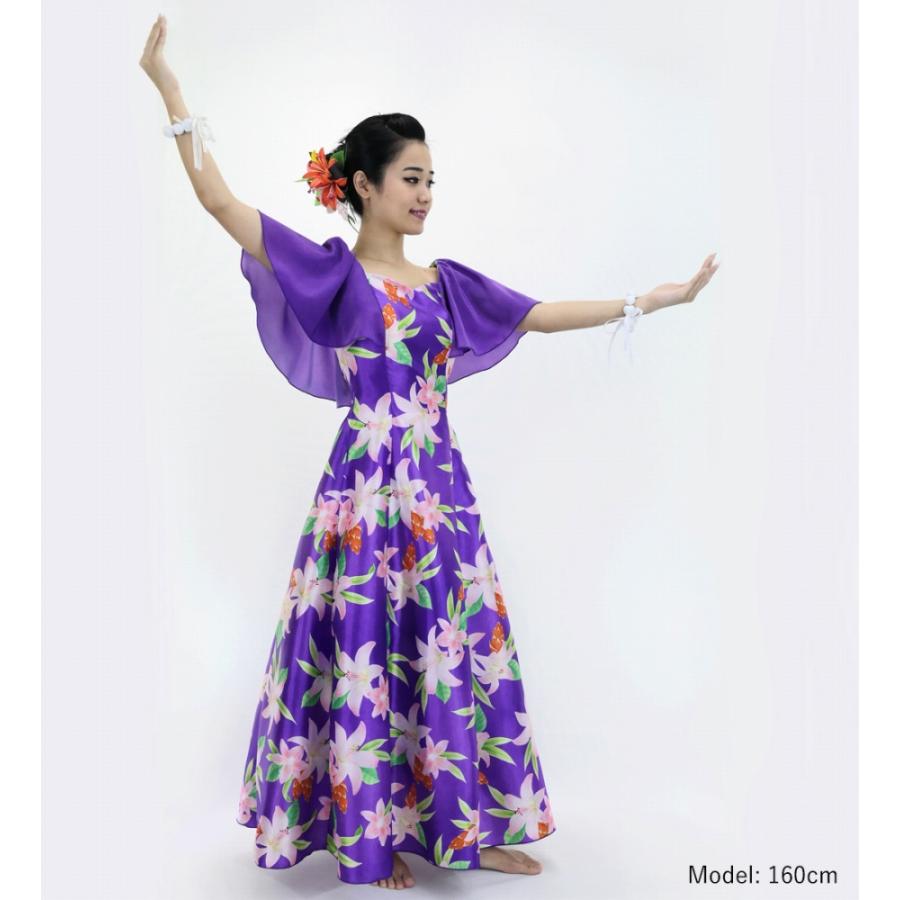 NOANOA フラドレス　Mサイズ フラダンス ベロア×ハワイアンファブリックドレス ライトブルー