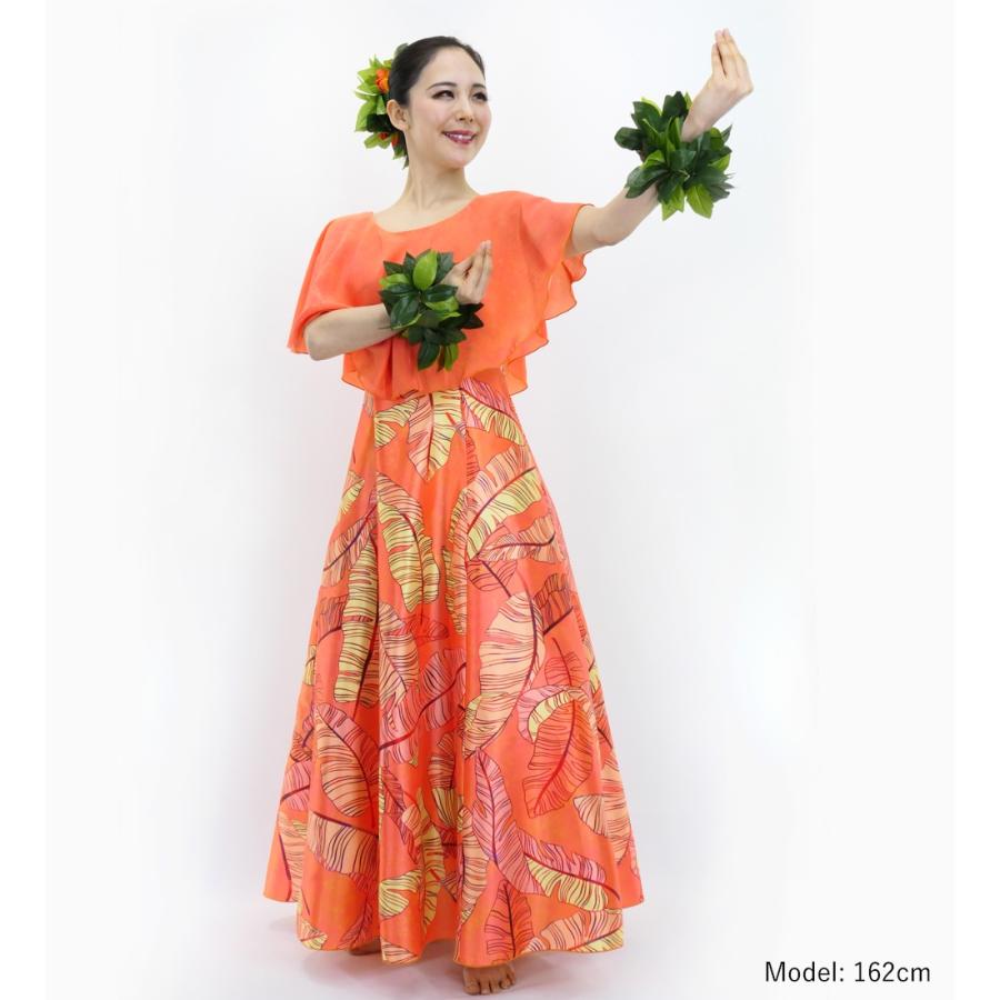 フラドレス [S・M・Lサイズ] ロング丈 ケープドレス バナナリーフ オレンジ J3036or |  | 01