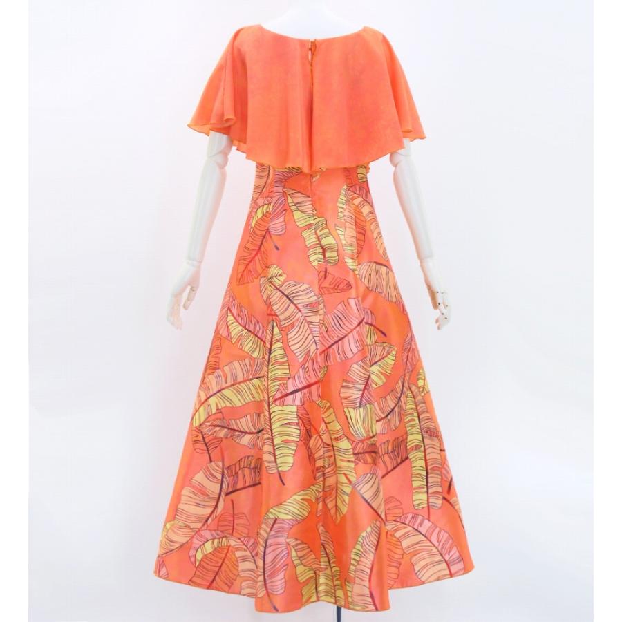 フラドレス [S・M・Lサイズ] ロング丈 ケープドレス バナナリーフ オレンジ J3036or |  | 02