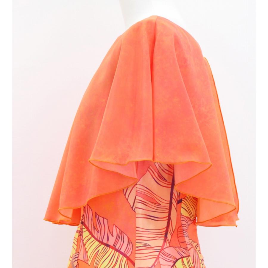 フラドレス [S・M・Lサイズ] ロング丈 ケープドレス バナナリーフ オレンジ J3036or |  | 03