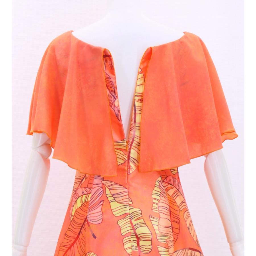 フラドレス [S・M・Lサイズ] ロング丈 ケープドレス バナナリーフ オレンジ J3036or |  | 04