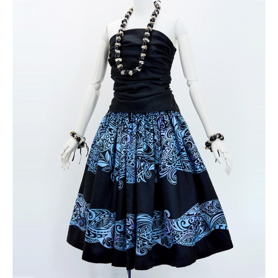 フラダンス シャンタン パウスカート シングル カヒコ ブラック