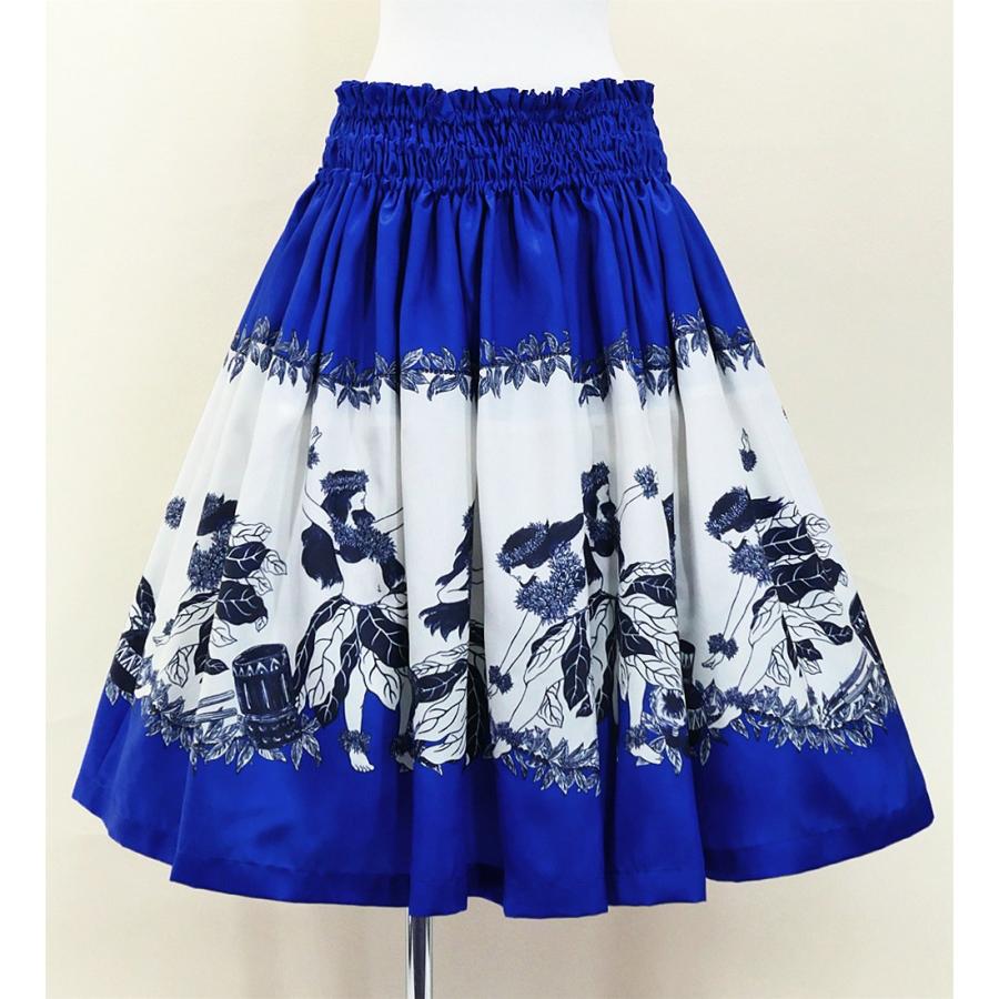#2667　新品　フラダンス　トップス　パウスカート　セット　ネイビー　ブルー フラダンス シャンタン パウスカート シングル フラガール ブルー