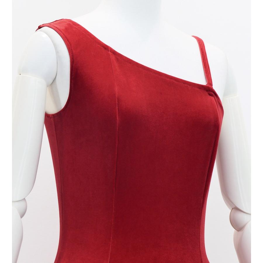 フラドレス [S・M・Lサイズ] ワンショルダー ノースリーブ ロング丈 ティーリーフ ダークレッド J3088drd |  | 03