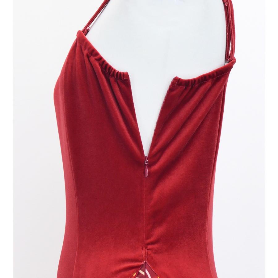 フラドレス [S・M・Lサイズ] ワンショルダー ノースリーブ ロング丈 ティーリーフ ダークレッド J3088drd |  | 04