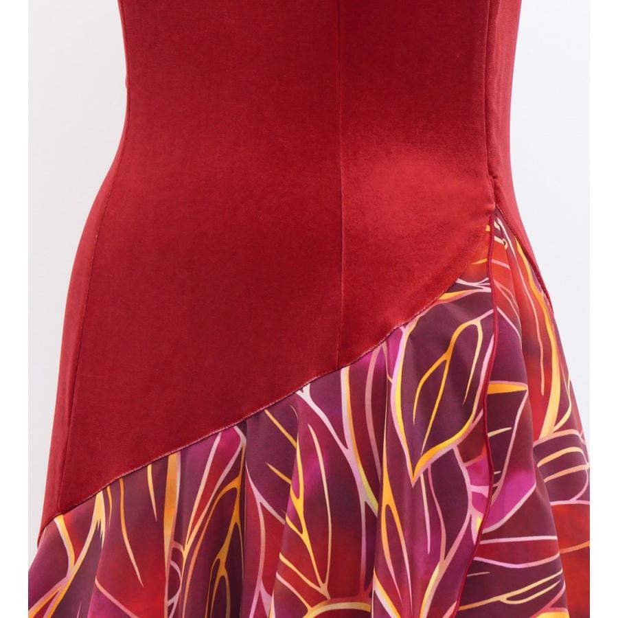 フラドレス [S・M・Lサイズ] ワンショルダー ノースリーブ ロング丈 ティーリーフ ダークレッド J3088drd |  | 05