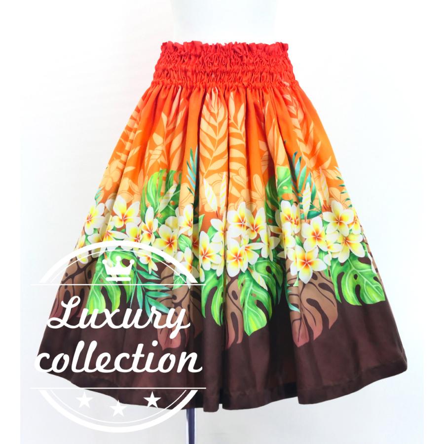 フラダンス シャンタン パウスカート シングル プルメリアレイ レッド