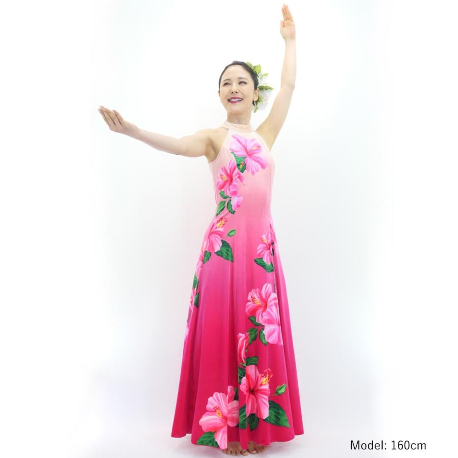 フラドレス [S・M・Lサイズ] ベロア アメリカンスリーブ ロング丈 ハイビスカス クリーム×ピンク J3151crpi |  | 01