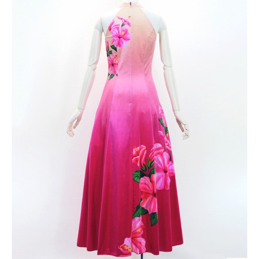 フラドレス [S・M・Lサイズ] ベロア アメリカンスリーブ ロング丈 ハイビスカス クリーム×ピンク J3151crpi |  | 02