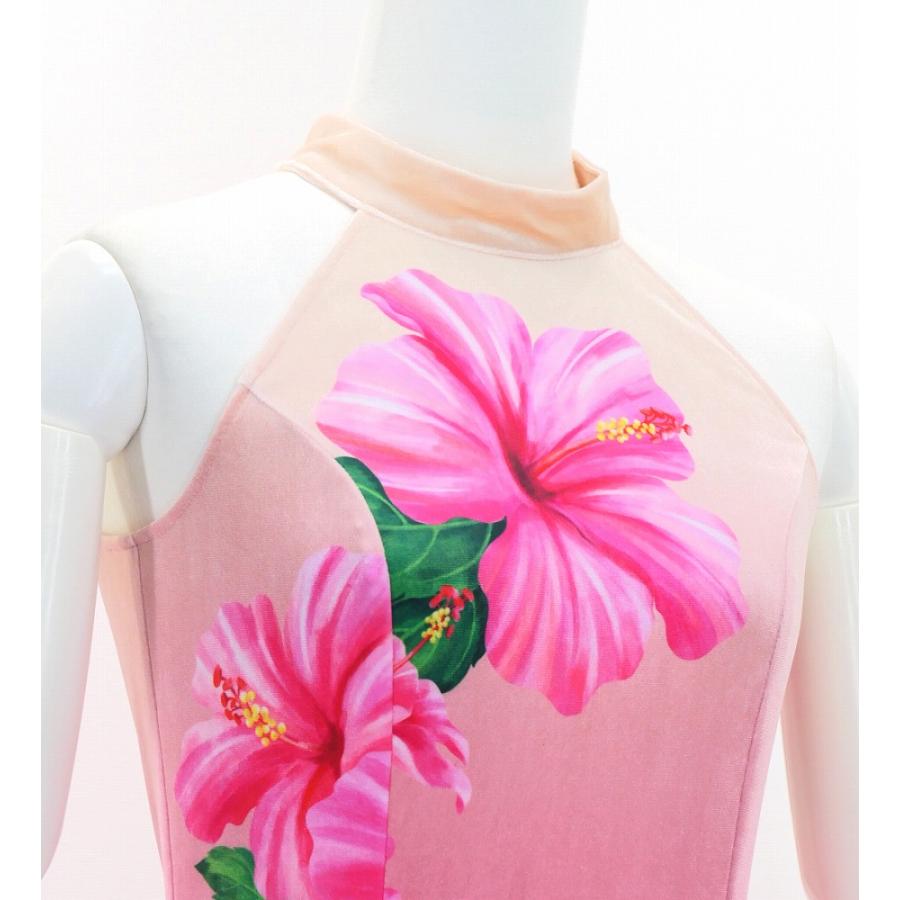 フラドレス [S・M・Lサイズ] ベロア アメリカンスリーブ ロング丈 ハイビスカス クリーム×ピンク J3151crpi |  | 03