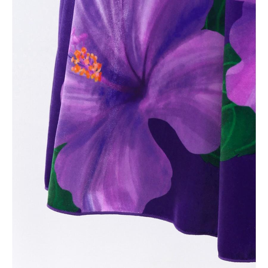 フラドレス [S・M・Lサイズ] ベロア アメリカンスリーブ ロング丈 ハイビスカス ラベンダー×パープル J3151lvpu |  | 05