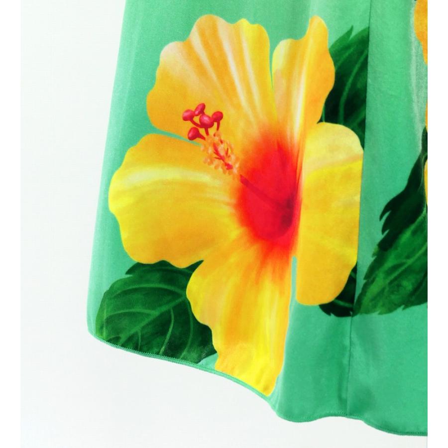 フラドレス [S・M・Lサイズ] ベロア アメリカンスリーブ ロング丈 ハイビスカス オレンジ×アクア J3151oraq |  | 05