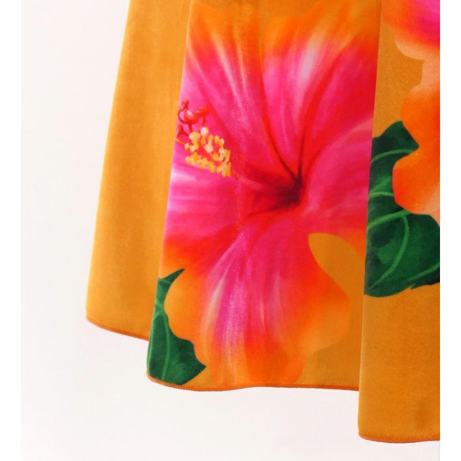 フラドレス [S・M・Lサイズ] ベロア アメリカンスリーブ ロング丈 ハイビスカス ピンク×オレンジ J3151pior |  | 05