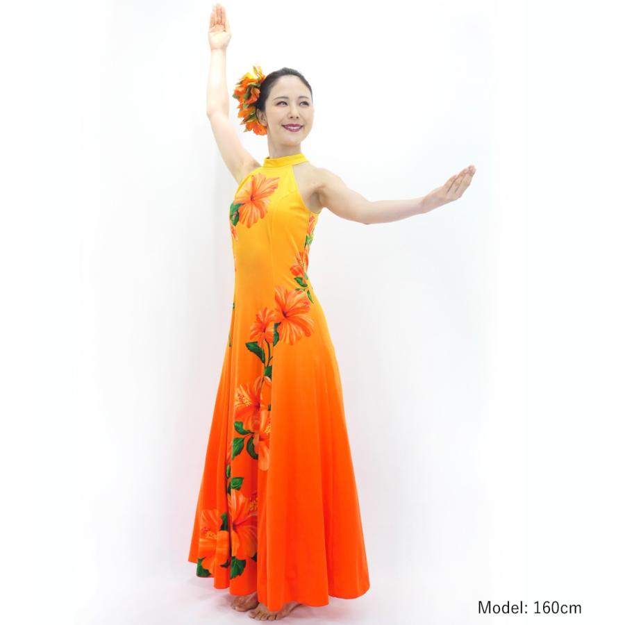 フラドレス [S・M・Lサイズ] ベロア アメリカンスリーブ ロング丈 ハイビスカス イエロー×オレンジ J3151yeor |  | 01