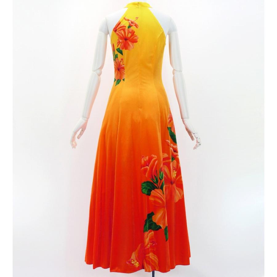 フラドレス [S・M・Lサイズ] ベロア アメリカンスリーブ ロング丈 ハイビスカス イエロー×オレンジ J3151yeor |  | 02