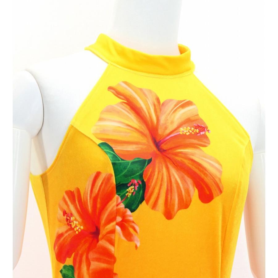 フラドレス [S・M・Lサイズ] ベロア アメリカンスリーブ ロング丈 ハイビスカス イエロー×オレンジ J3151yeor |  | 03